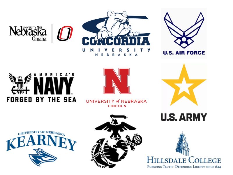 College and university logos showing where CNLS alumni attend