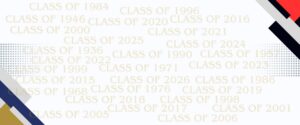 Graphic image of graduation dates faded across the screen